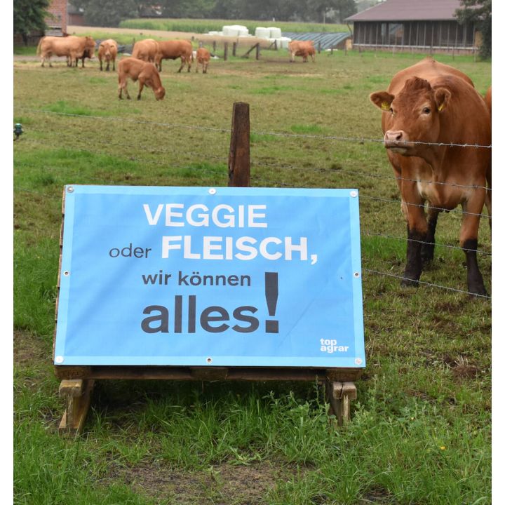 top agrar Feldplakat "Veggie oder Fleisch, wir können alles!"